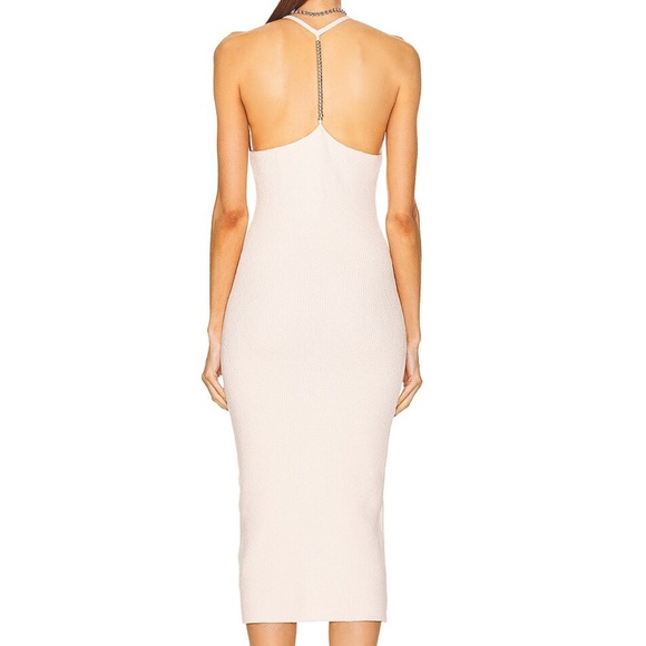 Helmut Lang Cream Knit Beaded Rib Midi Dress - Picture 4 of 12